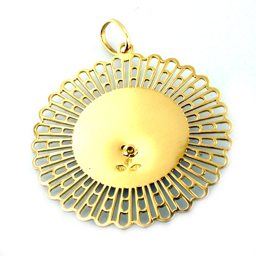 Nefertiti Symbol of Beauty Egyptian Sun Queen 18K Gold Charm Pendant 