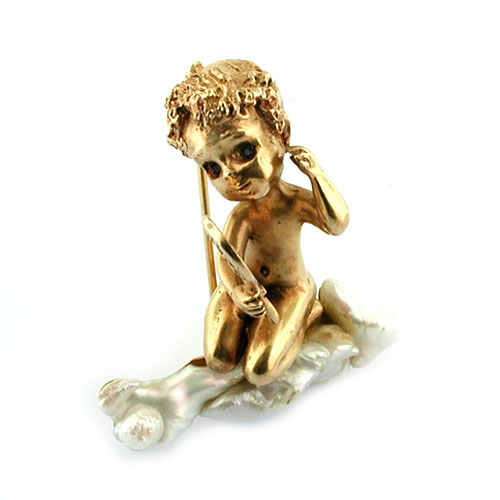 Vintage 1950's William Ruser 14K gold Monday's Child Brooch
