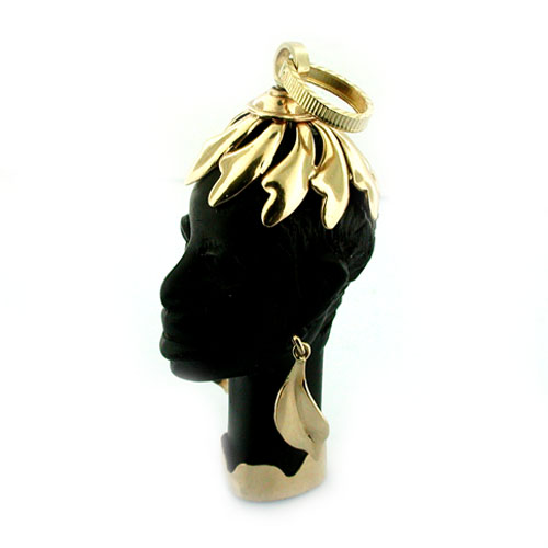 14K Gold Ebony Carved Blackamoor Vintage Charm Pendant