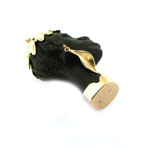14K Gold Ebony Carved Blackamoor Vintage Charm Pendant