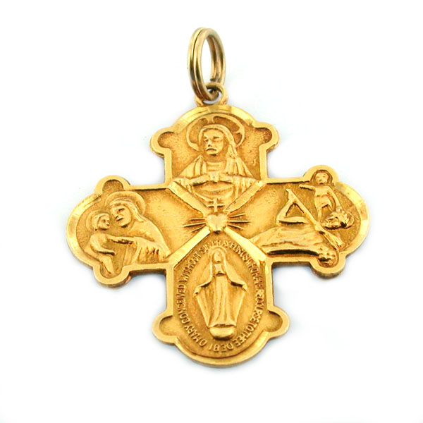 Vintage 14K Gold Catholic Religious Cross Pendant Charm