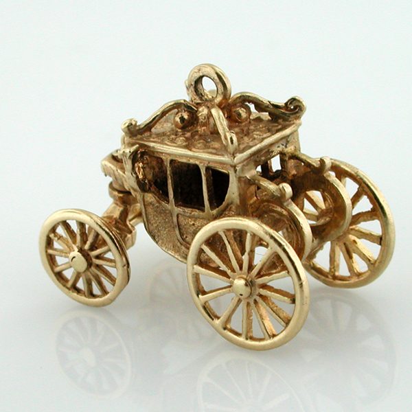 14K Gold Royal Carriage Coach Movable Articulated Vintage Charm  